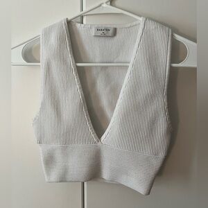 Aritzia Babaton sculpt knit deep v tank white